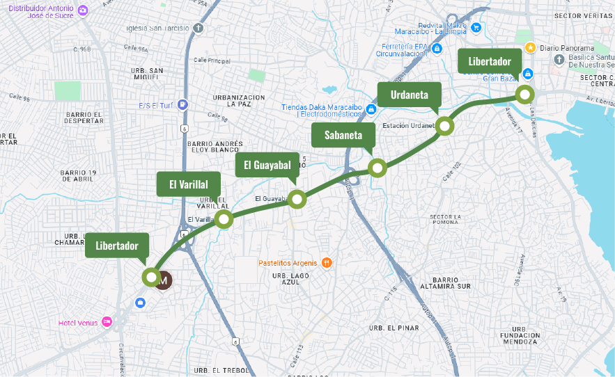 Línea 1 del Metro de Maracaibo 2025, recorrido oficial